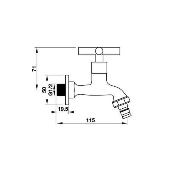 Vòi Lạnh Gắn Tường Có Đầu Răng  (495.61.020) - HAFELE - Ảnh 3