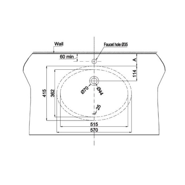 Chậu Sứ Lavabo Âm Bàn Sapporo 570 (588.79.015) - Hafele - Ảnh 3