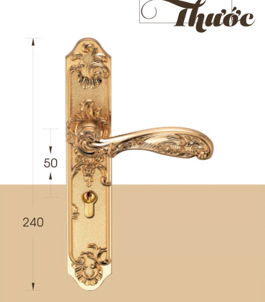 Khóa tay gạt Archie AHL6244-02, mạ vàng 24K - Ảnh 3