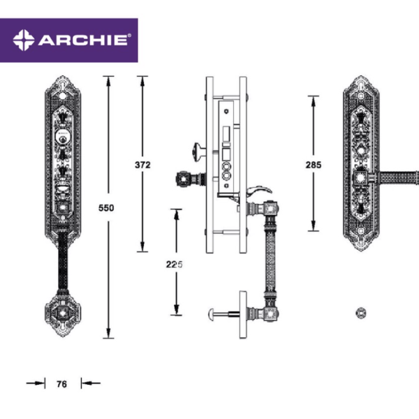 Khóa đại sảnh cao cấp Archie AS2031-C03A-02 – Mạ vàng 24K - Ảnh 2