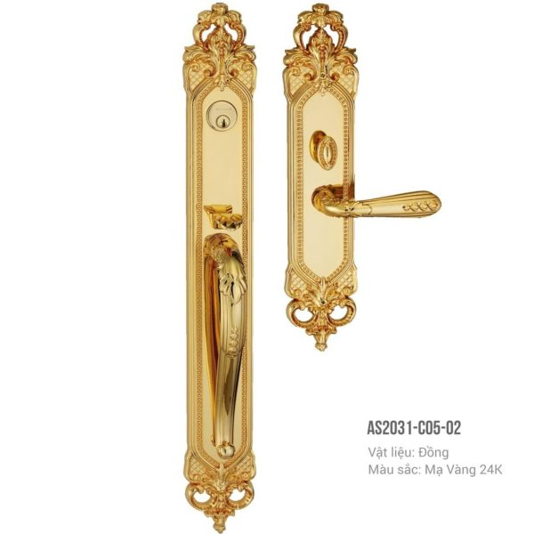 Khóa đồng đại sảnh Archie AS2031-C05-02, mạ vàng 24K, Khóa cửa cao cấp Archie - Ảnh 7