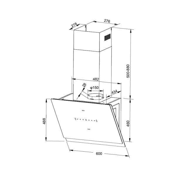 Máy hút khói khử mùi áp tường MC60GTC - Malloca - Ảnh 3