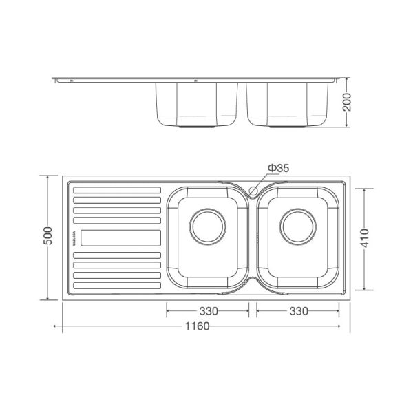 Chậu Rửa Chén MS 1025L NEW - Malloca - Ảnh 3