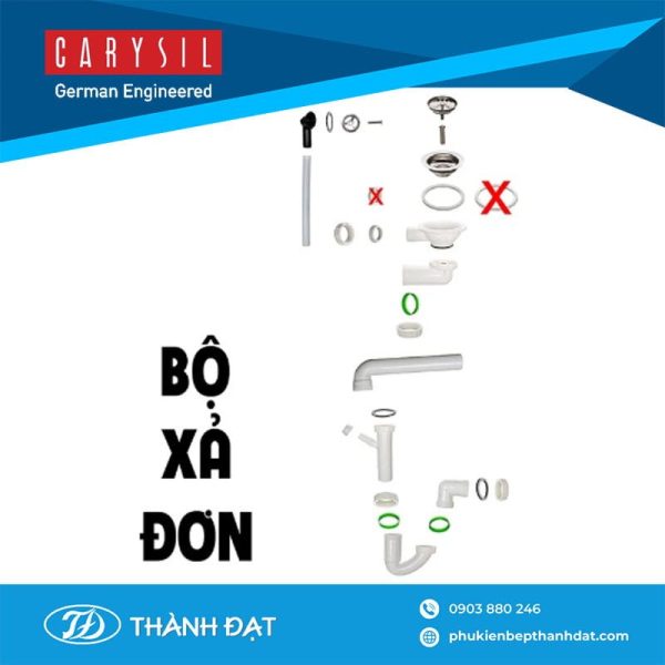 Bộ xả chậu rửa chén đơn 1 hộc Carysil PL-MA1