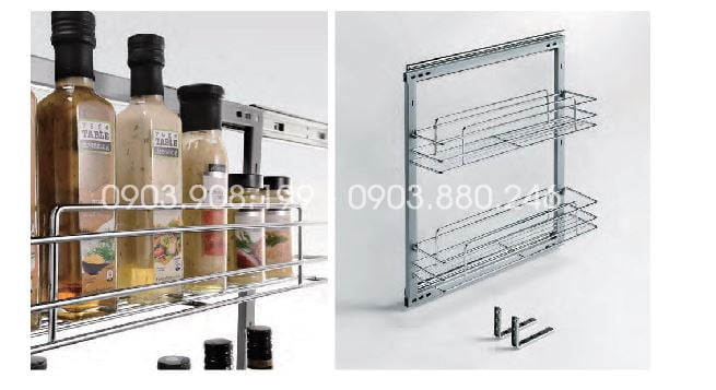 Kệ gia vị 2 tâng inox cao cấp cho nhà bếp