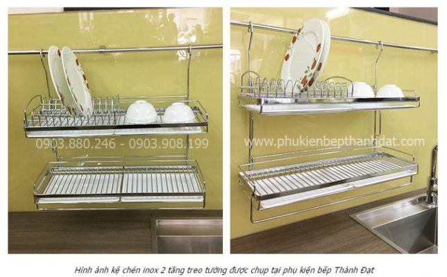 Kệ chén 2 tầng inox cao cấp cho nhà bếp