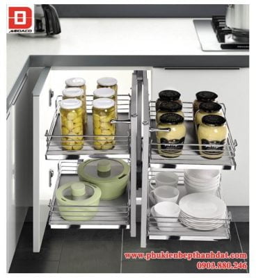 Kệ góc kéo trái, phải inox cao cấp cho tủ bếp