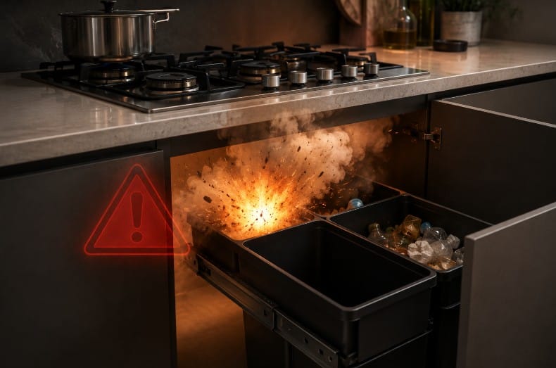 Thùng Rác Âm Tủ Cho Bếp Gas Hay Bếp Từ: Sự Khác Biệt & Giải Pháp 1