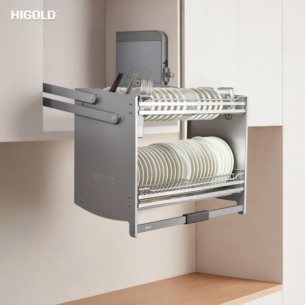 Kệ Chén Đĩa Nâng Hạ Inox 304 Cao Cấp DIAMOND 2.0 Của Higold (401321S - 600mm)