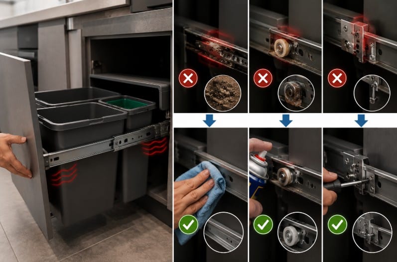Tại sao thùng rác kéo ray bị nặng trịch?