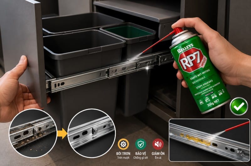 Thùng Rác Kéo Ray Bị Nặng, Rít Rát? 3 Bắt Bệnh & Cách Khắc Phục 2
